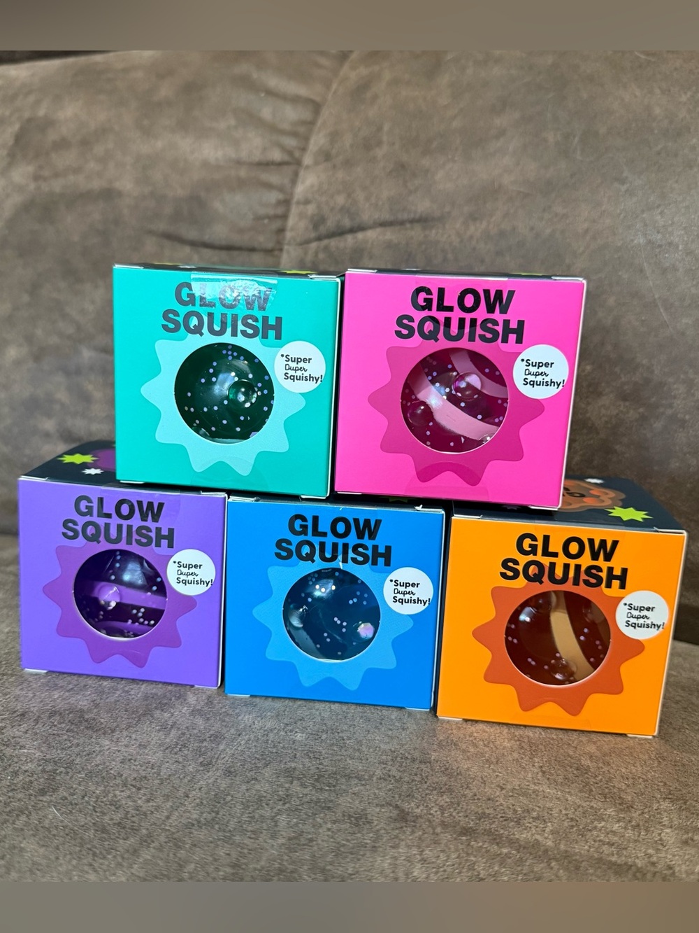 5 J’adore Glow Squish Water Stress Ball Squishy Blue Orange Purple Pink Green